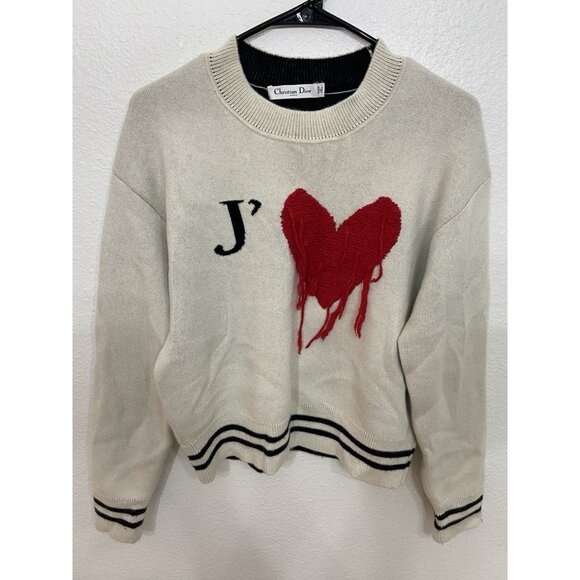 Christian Dior Je T'aime Womens Sweatshirt With Heart Logo Sweater Size S (6)